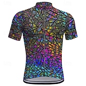 voordelige Heren shirts-Voor heren Wielrenshirt Korte mouw Fietsen T-shirt Kleding Bovenlichaam met 3 achterzakken Bergracen Wegwielrennen Sneldrogend Rits Aan De Voorzijde Lampenkatoen Geel Blauw Paars Kleurenblok Spandex