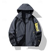 preiswerte Fleece &amp; 3 in 1 Jacken-Herren Soft Shell Jacke Wanderjacke Draussen Patchwork Windundurchlässig Wasserdicht Windbreaker-Jacke Reisen Schwarz Königsblau Himmelblau Beige Grau