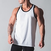 abordables Camisetas y Tops de Correr-Hombre Camiseta sin mangas de entrenamiento Camiseta sin mangas Running Camiseta sin mangas de gimnasio Empalme Sin Mangas Chalecos Casual Ropa Deportiva Bloque de color Algodón Secado rápido Suave