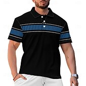 cheap Men&#039;s Printed Polo-Business Casual Men&#039;s Polo Shirt Golf Polo Short Sleeve Holiday Daily Wear Spring &amp; Summer Button 3D Print Collar Black Micro-elastic 95% Polyester 5% Spandex