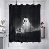 billige Halloween-bad-Dusjgardiner &amp; Kroker Sølv Moderne polyester Vanntett