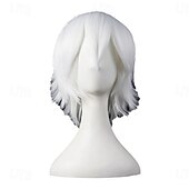economico Parrucche da festa-parrucche sintetiche corte anime lisce con frangia, parrucca cosplay per feste in costume anime resistente alle alte temperature per uomini e donne