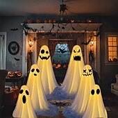 cheap Halloween Outdoor-Halloween Decorations Lighted Ghosts Outdoor Decoration Lights Yard Halloween Standing Ghost Lights Battery Operated Porch for Patio Spooky Atmosphere Decorations 1pc