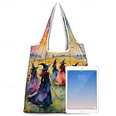 billiga Hand- och toteväskor-tygväska med färgglad design för häxor för kvinnor - perfekt för halloweenshopping och vardagsbruk