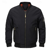 abordables Manteaux &amp; vestes-Homme Veste légère Bomber Coupe-vent Veste décontractée du quotidien Vacances Chaud Poche Automne hiver Plein Mode Classique Col Mao Normal Noir Vert Véronèse Bleu de minuit Gris Veste