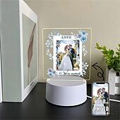 お買い得  結婚祝い-パーソナライズされたライトアップフォトランプ、ウェディングバレンタイン、カスタムフォトアクリルナイトライト、USB電源、夫、妻、恋人へのロマンチックな結婚記念日の贈り物