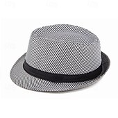 abordables Chapeau Fedora-Homme Chapeau du Kentucky Derby Chapeau de Soleil Chapeau à bord sauvage Haut-de-forme Noir Jaune Polyester Mode Occasionnel Rue Quotidien Pied-de-poule Respirant