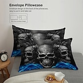 cheap Duvet Cover Sets-Gothic Cool Skull Floral Print 3-Piece Duvet Cover Set Bedding Set - Unique and Artistic Design - Includes Duvet Cover and Pillowcases - Soft and Durable Fabric - Perfect for Adding an Edgy Touch to Your Bedroom Decor