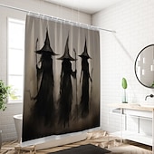 cheap Halloween Bath-Halloween Flower Witch Shower Curtain Modern Machine Washable Waterproof Polyester Fabric Used for Bathroom Decoration Bathtub with 12 Hooks