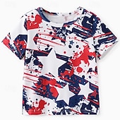 billiga Pojkens 3D Vision &amp; Geometri-Pojkar 3D Grafisk Stjärnor T-shirt Kortärmad Sommar Vår Mode Grundläggande Barn 4-12 år Rund hals Utomhus Ledigt Dagligen Normal