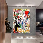 cheap People Paintings-Banksy Style Astronaut oil painting Pop Art Graffiti art Oil Painting 100% HandMade street art Oil Painting Astronaut pop art Oil Painting