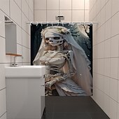 preiswerte Halloween Bad-Duschvorhänge &amp; Ringe Silber Moderne Polyester Wasserdicht
