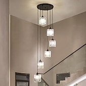 olcso Csillárok-csillár led kristály 6/9 fényű süllyesztett lámpák csigalépcső hosszú csillár villa lépcső könnyű duplex csillár 110-240v