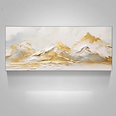 baratos Pinturas de Paisagens-Pintura a óleo sobre tela pintada à mão montanha dourada pinturas de paisagens sala de estar grande arte de parede pintura personalizada decoração de casa sem moldura