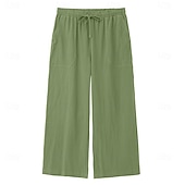 baratos Feriado-Homens Calças Calça verão Calças largas Calças de praia Calça casual Com Cordão Bolso frontal Perna reta Tecido Conforto Macio Comprimento total Ioga Feriado Praia Moda Havaiana Preto Branco