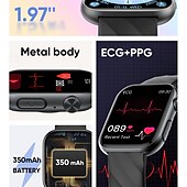tanie Inteligentne bransoletki-696 MT500 Inteligentny zegarek 1.97 in Inteligentne Bransoletka Bluetooth EKG + PPG Monitorowanie temperatury Krokomierz Kompatybilny z Android iOS Męskie Odbieranie bez użycia rąk Powiadamianie o