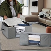 cheap Storage &amp; Organization-1/2/3pcs Foldable Storage Bag Set with Handles &amp; Lids - Versatile Organizer for Clothes Bedroom Kitchen Bathroom Supplies - Durable Non-Woven Fabric TSA Approved - Gray