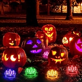 olcso Víz alatti lámpák-4db led töklámpa vízálló távirányítóval halloween dekorációhoz színváltó vízálló led lámpák ünnepi parti dekorációhoz üvegváza úszómedence víz alatti lámpa halloween jack-o-lantern lámpák