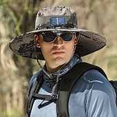billige Utendørs hodeplagg-Herre Solhatt Bøtte Hatt Boonie-hatt Vanntett UV Beskyttelse Pustende til Fisking Strand Camping / fotturer / grotting Kamuflasje Farge Polyester Sommer Vår