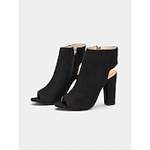 abordables Bottines-Femme Bottes du quotidien Bottines Bottines Talon bloc Bout pointu Mode Daim Fermeture Noir