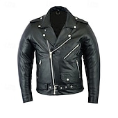 cheap Faux Leather Jackets-Men's Faux Leather Jacket Transition Jacket Biker Jacket Negan Leather Jacket Daily Vacation Windproof Warm Pocket Fall &amp; Winter Plain Fashion Classic Lapel Regular Black Jacket
