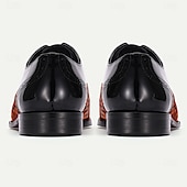 baratos Sapatos Sociais Elementares-Sapatos sociais masculinos de couro de vaca envernizado preto e pelo de pônei com padrão geométrico - sapatos oxford elegantes para eventos formais