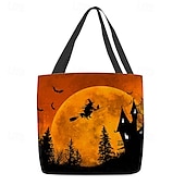 levne Tašky-dámská kabelka s tématem halloween s designem čarodějnice a úplňku - ideální pro halloween a každodenní použití