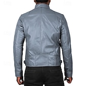 preiswerte Lederjacken-Herren Kunstlederjacke übergangsjacke Bikerjacke Rote Lederjacke Urlaub Täglich Winddicht Warm Tasche Herbst Winter Einfach Mode Klassisch Stehkragen Regulär Kunstleder Schwarz Weiß Wein Dunkelgrün