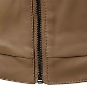 preiswerte Kunstlederjacke-Herren Lederjacke Freizeitjacke Motorrad Jacke Täglich Urlaub Windundurchlässig warm halten Tasche Herbst Winter Glatt Modisch Klassisch Ständer Standard Kunstleder Schwarz Braun Jacken