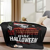 お買い得  ハロウィンの寝室-陽気なサンタ帽子の模様のハロウィーン用スローブランケット