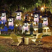 abordables Halloween en Plein Air-Décorations d&#039;Halloween à suspendre, fantômes éclairés, veilleuses LED pour extérieur et intérieur, pour patio, arbre, jardin, fête d&#039;Halloween, décoration de la maison, 1/2/4/8 pièces