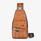 levne Pánské tašky-pánská hnědá crossbody kabelka z umělé kůže s mnoha kapsami na zip a nastavitelným popruhem, stylová a funkční pro každodenní použití