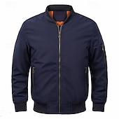 abordables Manteaux &amp; vestes-Homme Veste légère Bomber Coupe-vent Veste décontractée du quotidien Vacances Chaud Poche Automne hiver Plein Mode Classique Col Mao Normal Noir Vert Véronèse Bleu de minuit Gris Veste