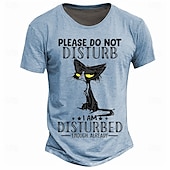 cheap Men&#039;s Funny T shirts-Men&#039;s Cat Funny T shirt Short Sleeve T shirt 3D Print Crew Neck Shirt Retro Vintage Casual Street Casual Bar Light Blue Khaki Gray Spring &amp; Summer Clothing Apparel S M L XL 2XL 3XL