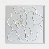 levne Květinové či botanické obrazy-3d bílá květina olejomalba ručně malovaná tlustá textura olejomalba béžová bílá malba na plátně abstraktní texturovaná olejomalba pro nástěnné umění malba pro obývací pokoj umělecká díla