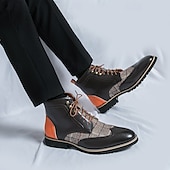levne Dámské boty-pánské boty z umělé kůže a kostkované brogue, šněrovací kotníkové boty ve vintage stylu s detaily na konci křídel pro formální i běžné nošení