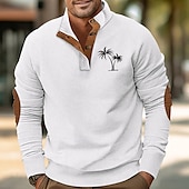 preiswerte Einfache Sweatshirts-Herren Sweatshirt Pullover Sweatshirt mit Viertelreißverschluss Schwarz Weiß Marineblau Grün Troyer Halber Reißverschluss Farbblock Baum Sport &amp; Natur Täglich Festtage Kord Strassenmode Basic