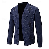 preiswerte Herren Strickjacke-Herren Strickjacke Kurzer Pullover Strickpullover Herren Pullover Gerippt Stricken Standard Knopf hoch Seitentaschen Bogengimpe V Ausschnitt Modisch Klassisch Freizeitskleidung Verabredung Bekleidung