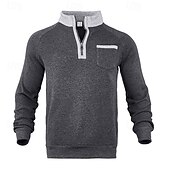 Men's Sweatshirt Quarter Zip Sweatshirt Black Navy Blue Fuchsia Light Grey Dark Gray Half Zip Color Block Patchwork Sports & Outdoor Daily Holiday Polyester Streetwear Basic Casual Spring & Fall 28