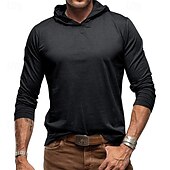 abordables sudaderas basicas hombre-Hombre Sudadera Negro Blanco Verde Ejército Azul Real Caqui Con Capucha Plano Deporte Diario Festivos Algodón Ropa de calle Básico Casual Primavera &amp; Otoño Ropa Sudaderas con capucha Sudaderas