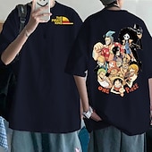 billige Tegneserie- og filmkaraktergrafikk-One Piece Monkey D. Luffy Roronoa Zoro T-skjorte Anime Tegneserie Animé Klassisk Gate stil Til Par Herre Dame Voksne Varmstempling