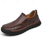 levne Pánské nazouváky a mokasíny-pánské pohodlné hnědé slip-on mokasíny s polstrovanou podrážkou a odolným prošíváním, ideální pro každodenní běžné nošení