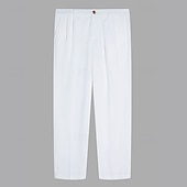 cheap Holiday-Men&#039;s Linen Pants Trousers Summer Pants Front Pocket Pleats Straight Leg Plain Comfort Breathable Casual Daily Holiday Fashion Basic Black White