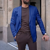 abordables Blazers pour hommes-Homme blazer Entreprise Soirée Cocktail Fête de Mariage Mode Décontractées Printemps &amp; Automne Polyester Couleur unie Bouton Poche Confortable Boutonnage Simple veste Rose Claire Jaune Rose Claire