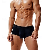preiswerte Boxershorts für Herren-Herren 1 pc Unterwäsche Boxer Boxer-Shorts Polyester Atmungsaktiv Weich Komfortabel Glatt Mittlere Hüfthöhe Schwarz Hellgrün