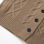 preiswerte Herren Strickjacke-Herren Strickjacke Kurzer Pullover Zip Pullover Reißverschluss Strickpullover Gerippt Stricken Standard Knopf hoch Tasche Glatt Schalrevers Modisch Klassisch Freizeitskleidung Verabredung Bekleidung