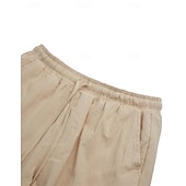cheap Retro-Men&#039;s Shorts Linen Shorts Summer Shorts Beach Shorts Drawstring Elastic Waist Multi Pocket Plain Knee Length Outdoor Beach Hawaiian Casual White 1 Green 1# Inelastic