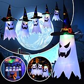 abordables Halloween en Plein Air-Décorations d&#039;Halloween à suspendre, fantômes éclairés, veilleuses LED pour extérieur et intérieur, pour patio, arbre, jardin, fête d&#039;Halloween, décoration de la maison, 1/2/4/8 pièces