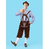 tanie Mężczyźni-Oktoberfest Lederhosen Koszula alpejski kapelusz Bawaria bawarski Niemiecki Monachium Łąki Męskie Tkanina w stylu tradycyjnym Bluzka Szorty Kapelusz
