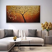 preiswerte Blumen-/Botanische Gemälde-3D-Ölgemälde mit goldener Struktur, handgefertigtes goldenes Baum-Ölgemälde auf Leinwand, großes strukturiertes goldgelbes Baum-Ölgemälde, Lebensbaum-Gemälde, Wandkunst, individuelles trendiges